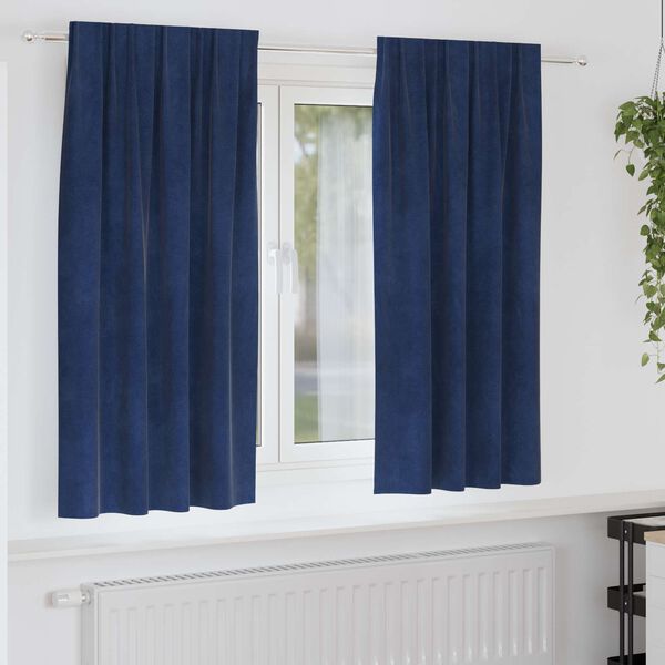 vidaXL Verduisterende gordijnen 2 pcs Donkerblauw 140 x 175 cm Fluweel