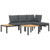 vidaXL 4-delige Loungeset met kussens aluminium zwart