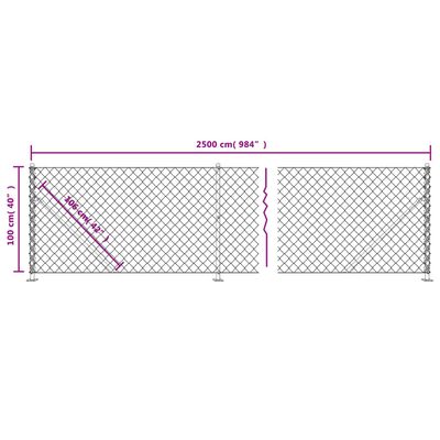 vidaXL Gaashek met flens 1x25 m antracietkleurig