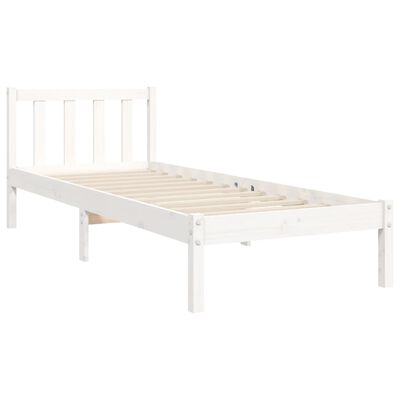 vidaXL Bedframe met hoofdbord massief hout wit 90x200 cm