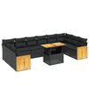 vidaXL 11-delige Loungeset met kussens poly rattan zwart
