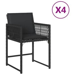 vidaXL Tuinstoelen 4 st met kussens poly rattan zwart