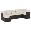 vidaXL 7-delige Loungeset met kussens poly rattan zwart