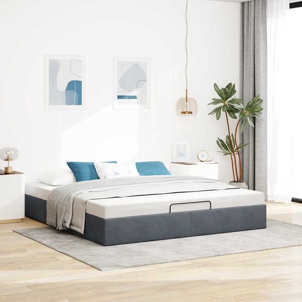 vidaXL Ottoman bedframe zonder matras 200x200 cm fluweel donkergrijs