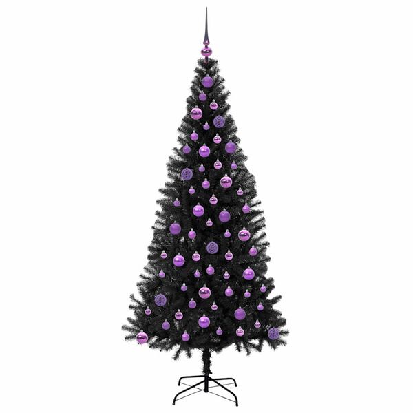 vidaXL Kerstboom met 300 LED met standaard Zwart 180 cm PVC
