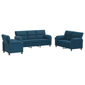 vidaXL Bankstel 3 pcs Blauw fluweel