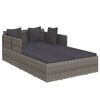 vidaXL Ligbed met kussens 182x118x63 cm poly rattan grijs