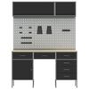 vidaXL Werk Cabinet met lade met opslag 8 pcs Zwart 150 x 55 x 200 cm