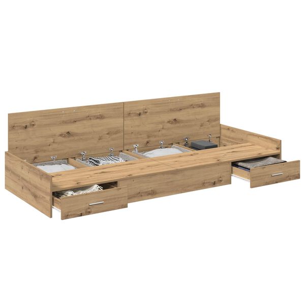 vidaXL Bedframe met hoofdeinde Artisan Eiken 80 x 200 cm Bewerkt hout