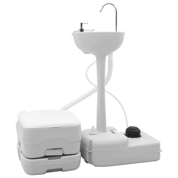 vidaXL Camping Toilet 2 pcs Grijs en Wit Hoogwaardig polyethyleen