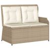 vidaXL 3-delige Loungeset met kussens poly rattan beige