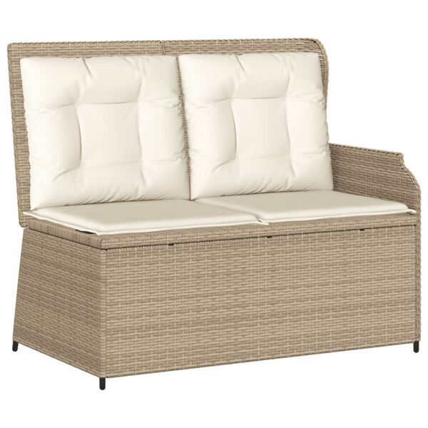 vidaXL 3-delige Loungeset met kussens poly rattan beige