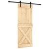 vidaXL Schuifdeur Naturel en Zwart 80 x 210 cm Massief Grenenhout