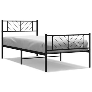 vidaXL Bedframe met hoofd- en voeteneinde metaal zwart 107x203 cm