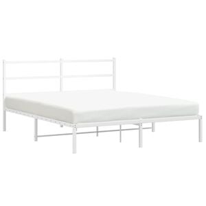 vidaXL Bedframe met hoofdbord metaal wit 160x200 cm