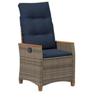 vidaXL Verstelbare tuinstoel Grijs en Marineblauw 64 x 57,5 x 112 cm
