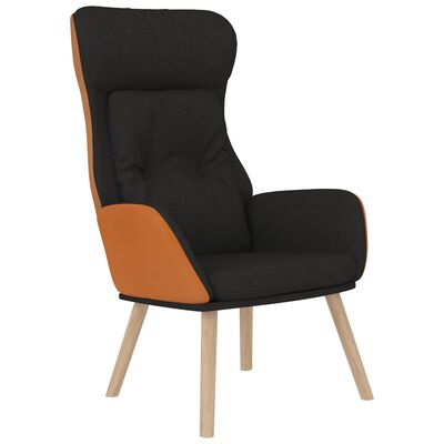 vidaXL Relaxstoel met voetenbankje kunstleer en stof zwart