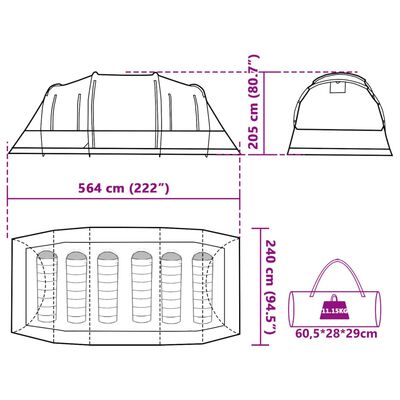 vidaXL Tunneltent 6-persoons waterdicht camouflage