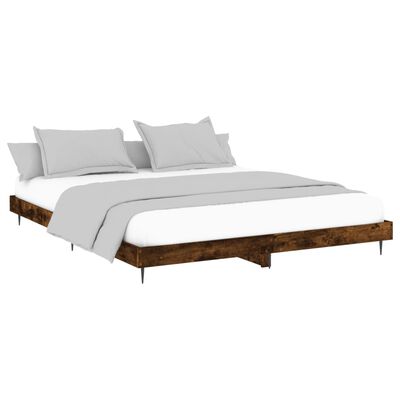 vidaXL Bedframe bewerkt hout gerookt eikenkleurig 150x200 cm