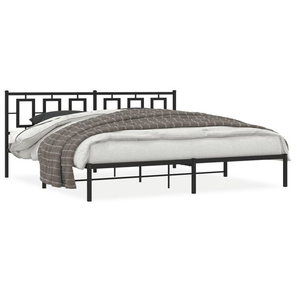 vidaXL Bedframe met hoofdbord metaal zwart 193x203 cm