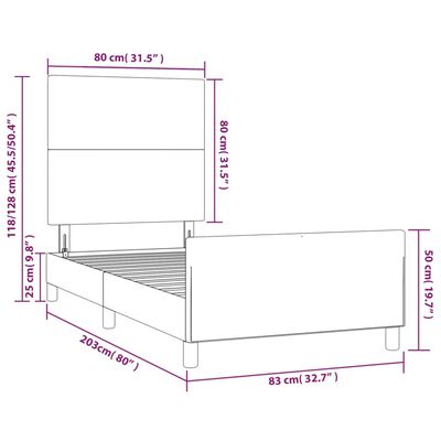 vidaXL Bedframe met hoofdbord kunstleer grijs 80x200 cm