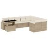 vidaXL 10-delige Loungeset met kussens poly rattan beige