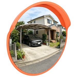 vidaXL Buiten Convexe Verkeersspiegel Oranje &Oslash;75 cm Polycarbonaat