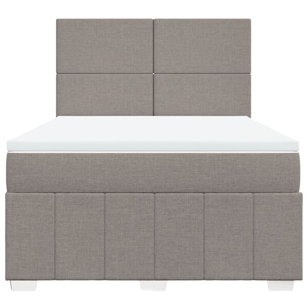 vidaXL Boxspring met matras stof taupe 140x190 cm