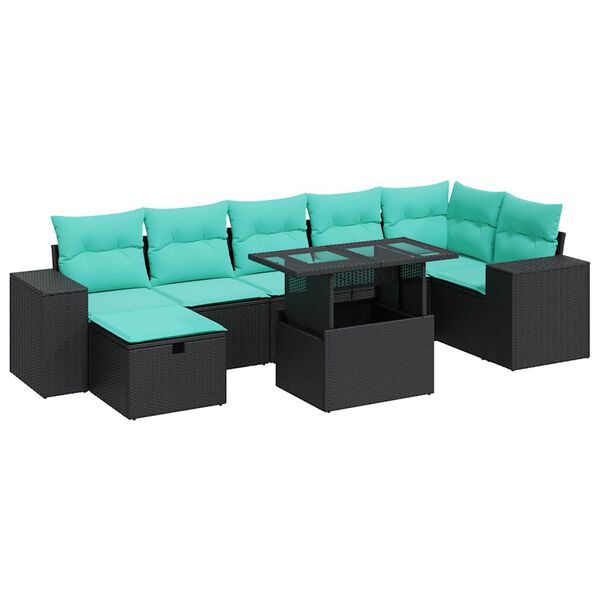 vidaXL 8-delige Loungeset met kussens poly rattan acacia grijs