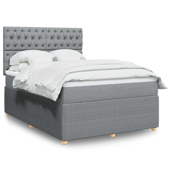 vidaXL Boxspring met matras stof lichtgrijs 140x190 cm