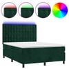 vidaXL Boxspring met matras en LED fluweel donkergroen 140x190 cm