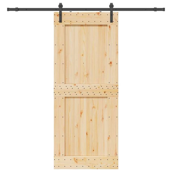 vidaXL Schuifdeur met beslag 95x210 cm massief grenenhout