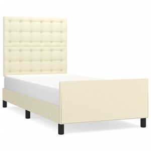 vidaXL Bedframe met hoofdbord kunstleer cr&egrave;mekleurig 80x200 cm
