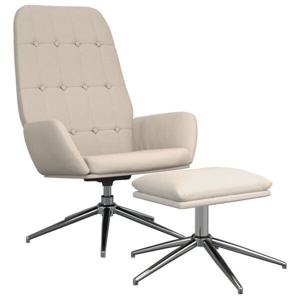 vidaXL Relaxstoel met voetenbank microvezelstof cr&egrave;mekleurig