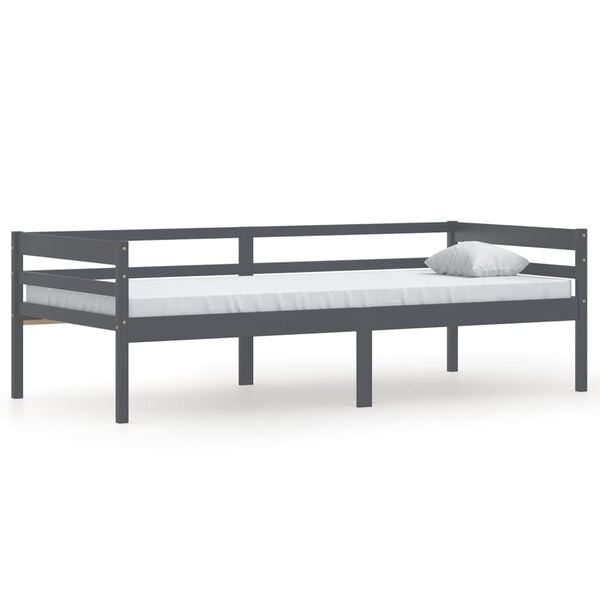 vidaXL Bedframe massief grenenhout donkergrijs 90x200 cm