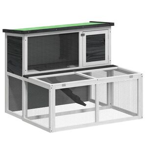 vidaXL Konijnenhok 102x90x84,5 cm massief grenenhout grijs
