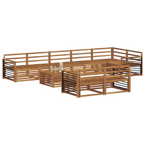 vidaXL Buiten bankenset 9 pcs Naturel