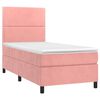 vidaXL Boxspring met matras en LED fluweel roze 90x200 cm