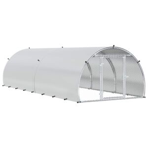 vidaXL Kippenhok zilver 400 x 150 x 100 cm Gegalvaniseerd staal
