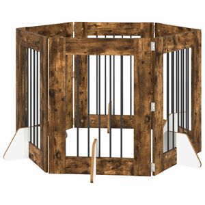 vidaXL Hondenhekje met standaards 6 pcs Gerookt eiken 60 x 80 cm