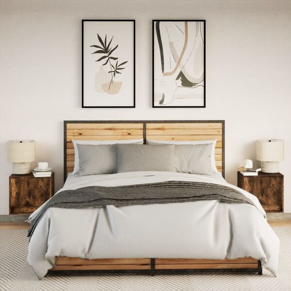 vidaXL Nachtkastjes met LED's 2 st wandgemonteerd gerookt eikenkleurig