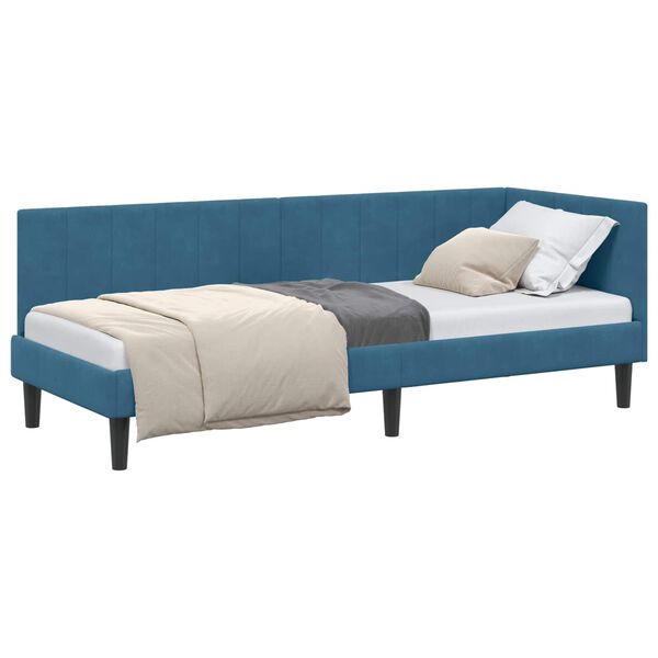 vidaXL Hoekbedframe met hoofdeinde Blauw 80 cm x 200 cm Fluweel