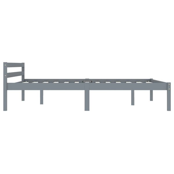 vidaXL Bedframe massief grenenhout grijs 140x200 cm