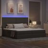 vidaXL Opbergbed met LED met matras Taupe 200 x 200 cm Polyester