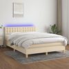 vidaXL Boxspring met matras en LED stof cr&egrave;mekleurig 140x200 cm