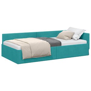 vidaXL Hoekbedframe Turquoise 80 cm x 200 cm VelvetenPlywood