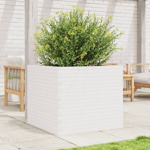 vidaXL Plantenbak 80x80x68,5 cm massief grenenhout wit