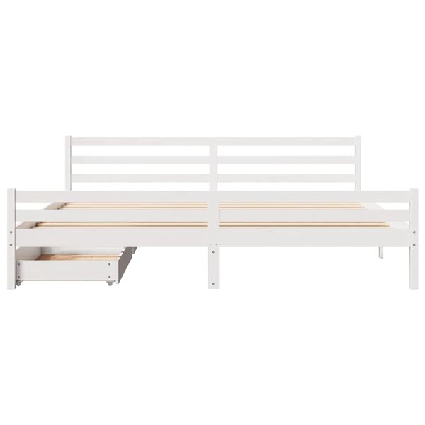 vidaXL Bedframe zonder matras massief grenenhout wit 180x200 cm
