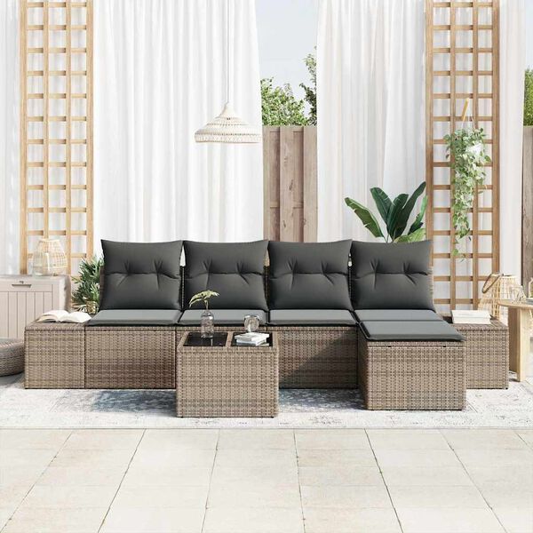 vidaXL Tuin Sofa Set met kussen 5 pcs Lichtgrijs poly rattan