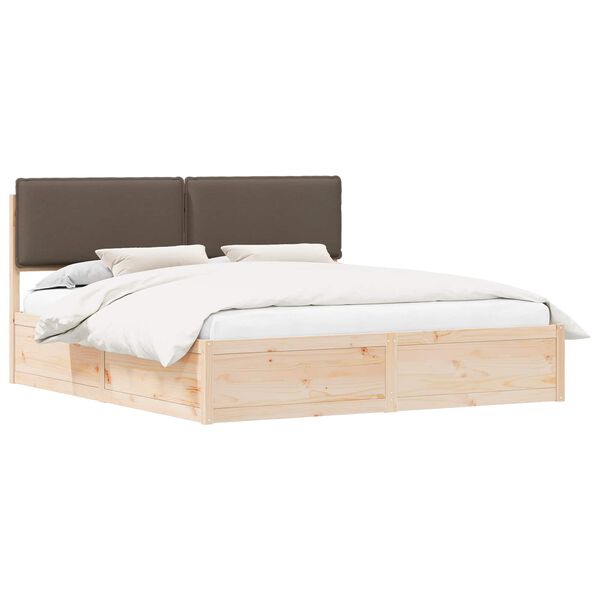 vidaXL Bedframe met Gevoerd Hoofdgedeelte Taupe 180 x 200 cm